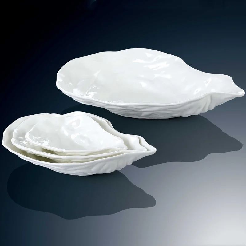 White Oyster Ceramic Dinner Plate Sashimi Plate Dessert Bowl Sushi Plates Fruit Bowl Salad Bowl Restaurant Tableware Snack Tray