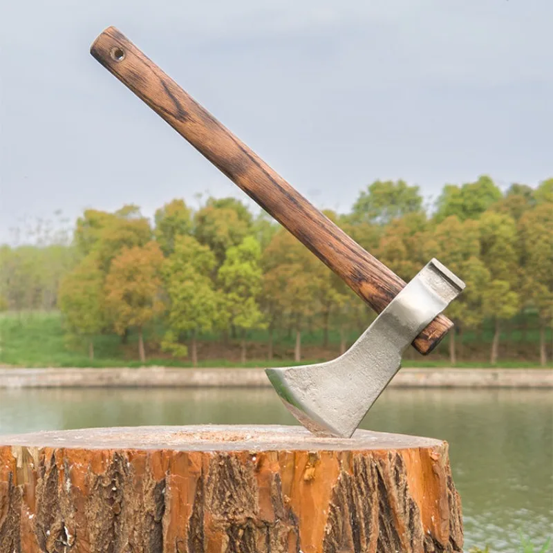 Manganese Steel Forging Small Axe Outdoor Camping Wooden Handle High Hardness Cut Firewood Felling Operation Special Hand Tools