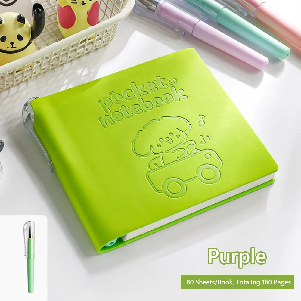 

Портативная карманная книга с рисунком щенка, утолщенный блокнот, набор ручек, мини-блокнот с горизонтальной линией, подарок в школу