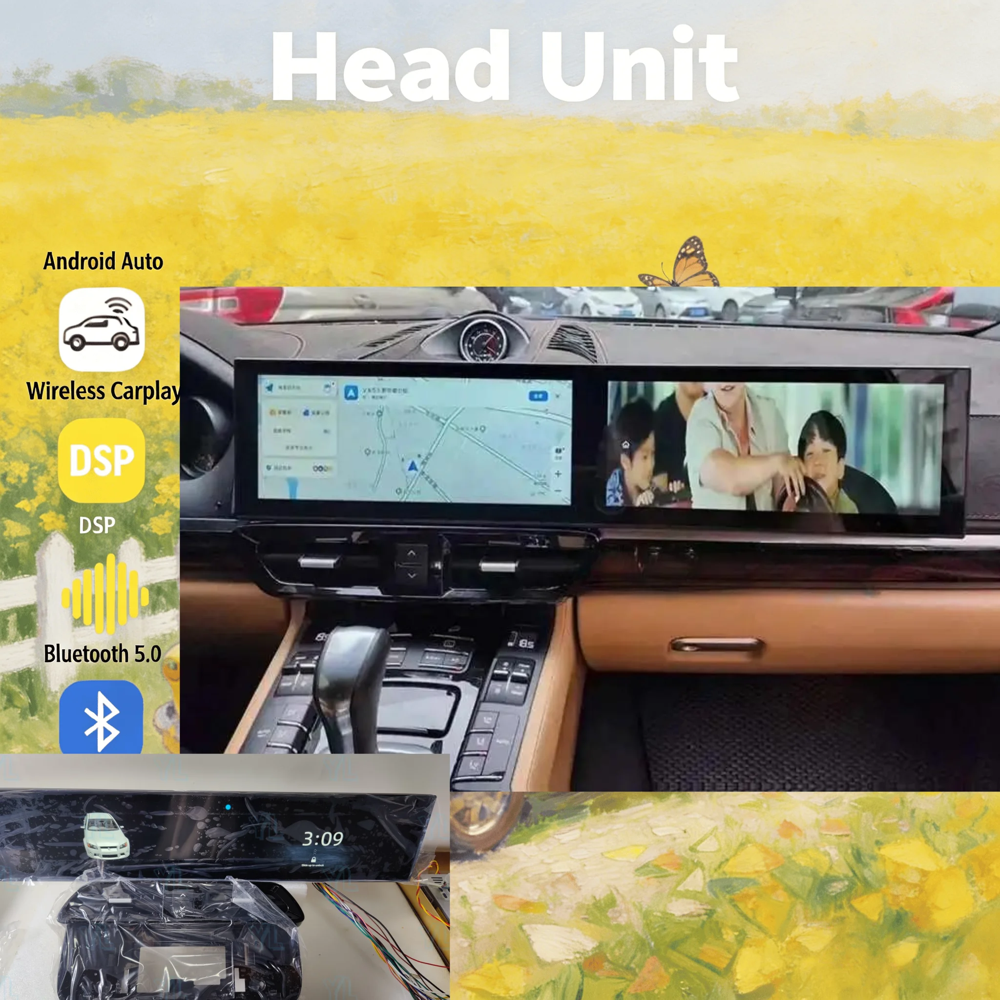 CY Android Auto Wireless Carplay For Porsche Cayenne 2010-2017 Upgraded Interactive Dual Screen Multimedia Video Player BT 5.0