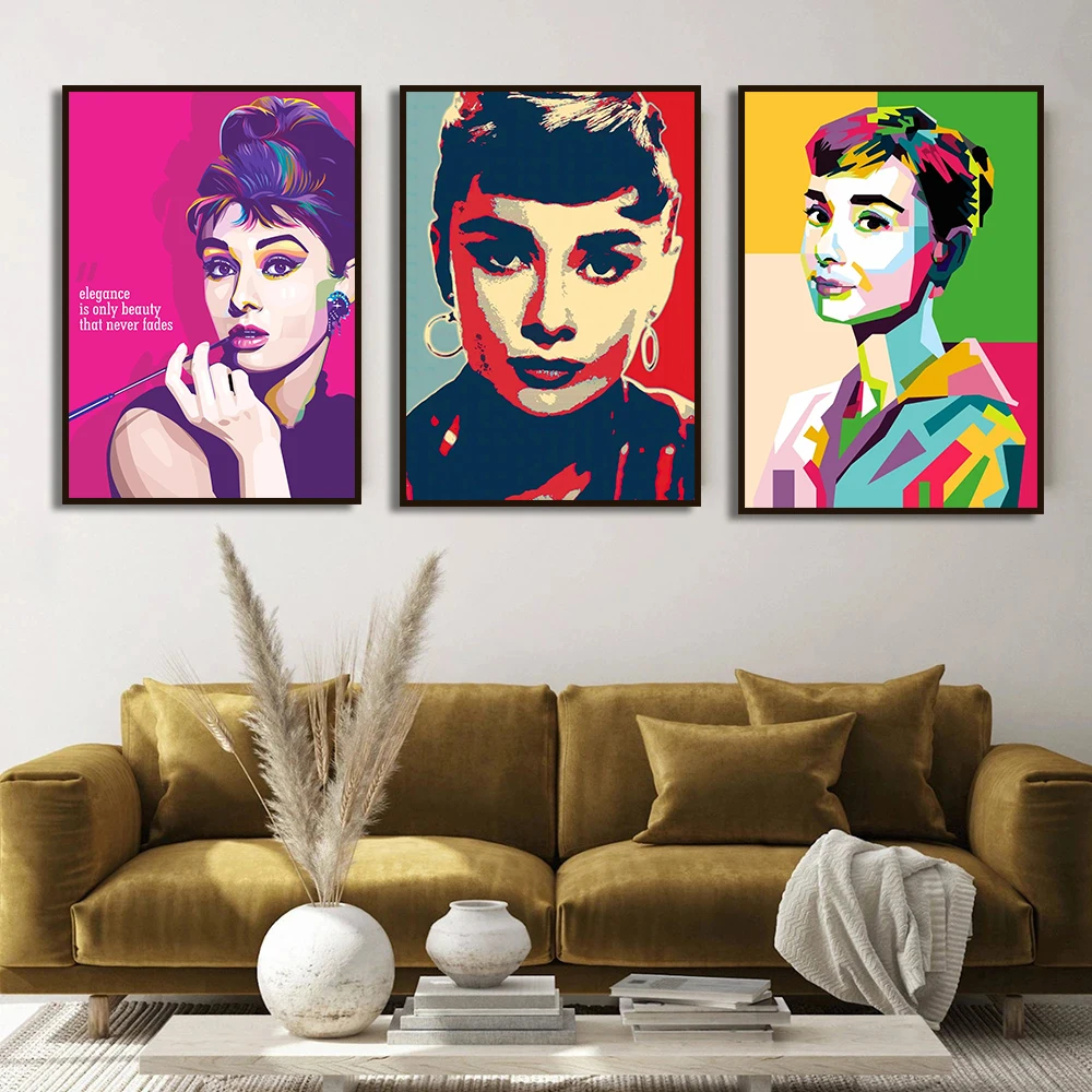 Vintage Audrey Hepburn with Flower Red Lips Bicycle Canvas Painting Wall Art Posters and Prints Picture for Living Room Decor