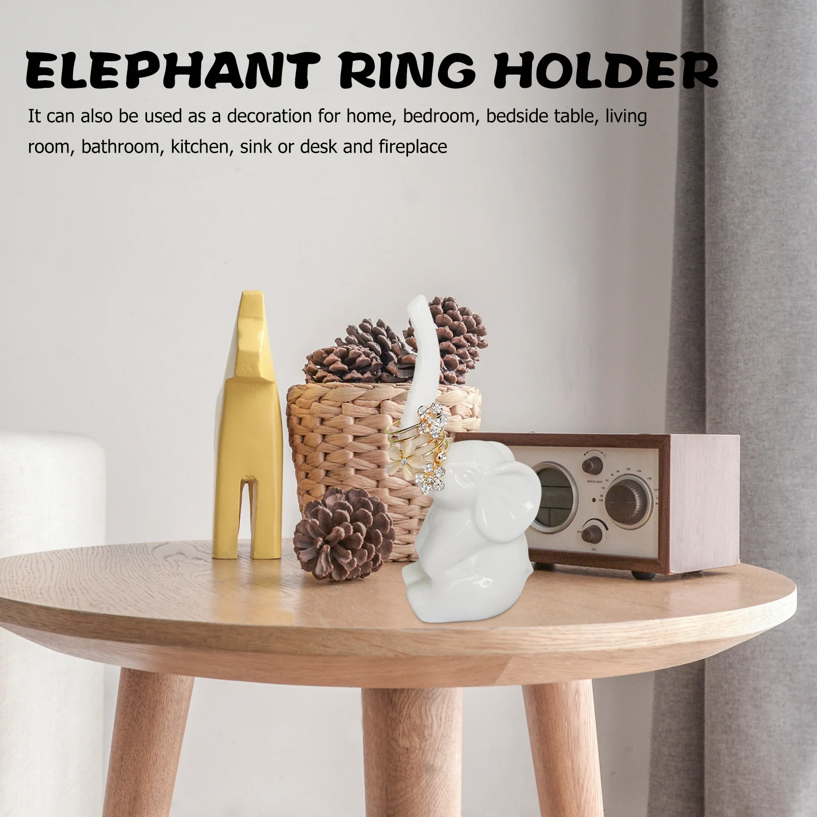 

2Pcs Ceramic Ring Holder for Jewelry Decorative Stand White Milktea Jewelry Dish Organzier for Bedroom Bathroom