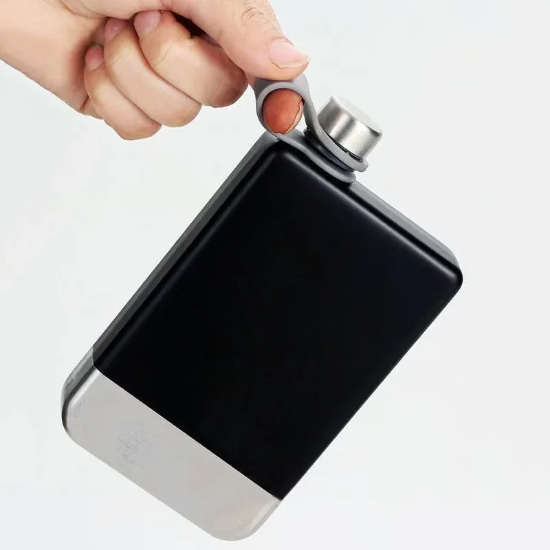 Stainless Steel 7/9oz Pocket Hip Flask Drink Alcohol Whiskey Flasks Russian Liquor Pot Black Painted Wine Bottle As Gift