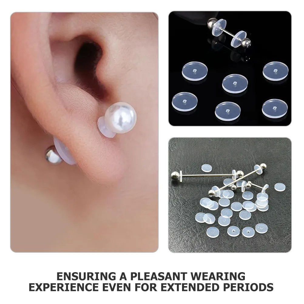 100Pcs Silicone Earring Back Stoppers for Droopy Ears Comfortable Ear Support Secure Hold for Heavy Earrings Ear Ring Support