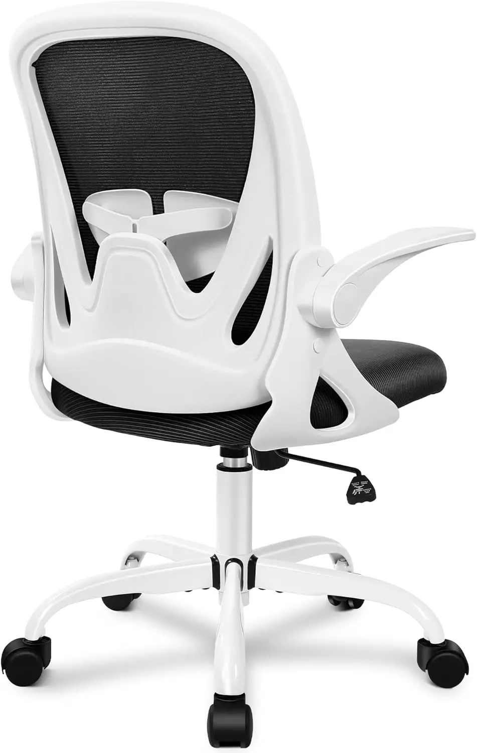 

Adjustable Lumbar Support and Height, Swivel Breathable Desk Mesh Computer Chair with Flip up Armrests (White)