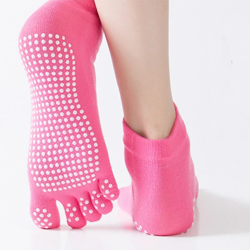 Women Sports Yoga Socks Anti-slip Five Fingers Silicone Non-slip 5 Toe Socks Ballet Gym Fitness Sports Cotton Socks