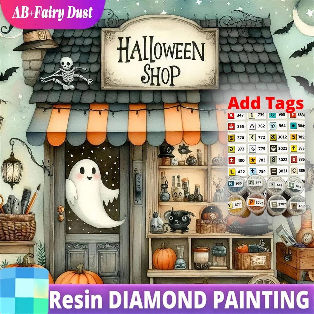 

Смола AB сказочная пыль алмазная живопись дом пейзажный узор для взрослых начинающих мозаика призрак картина стразы DIY Хэллоуин