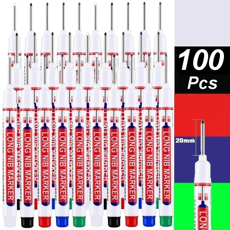 4-100Pcs 20mm Deep Hole Long Nib Head Marker For Metal Perforating Pen Waterproof Bathroom Woodworking Decor Multi-Purpose Tool