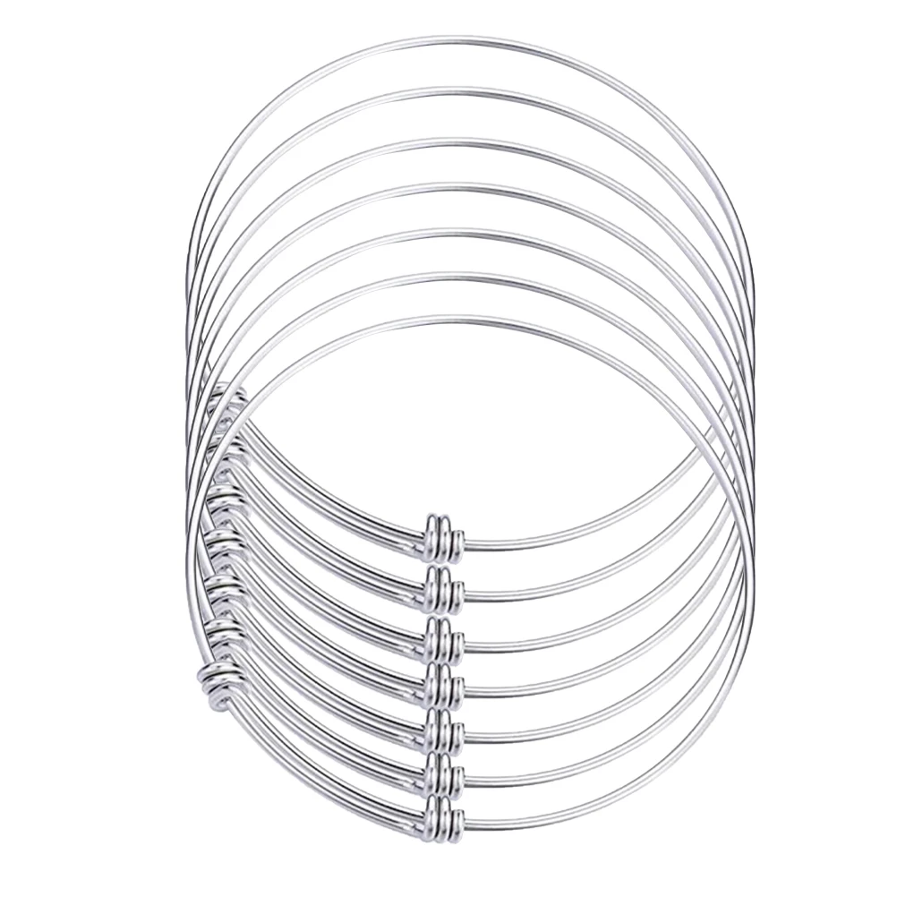 

7pcs Stretchable Bangle Wire Ring Adjustable Push Pull Women Jewelry DIY Stainless Steel Bracelet Gift Idea Fashion Accessories