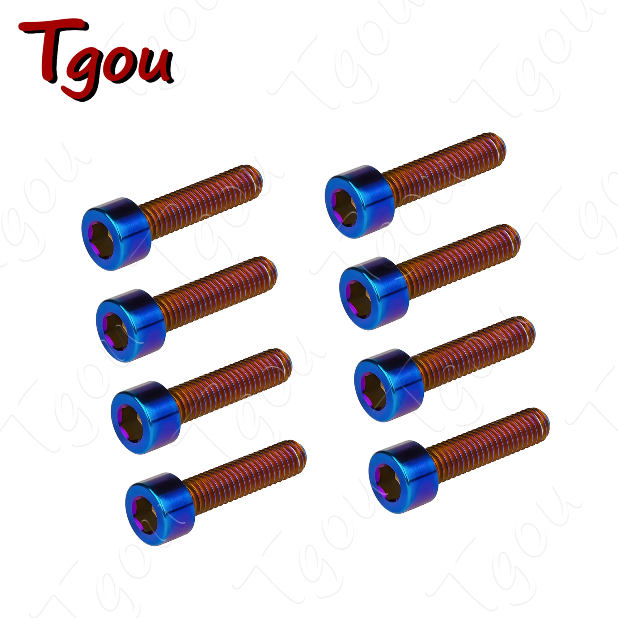 Tgou Titanium Bolts M6x10/15/18/20/25/30/35/40/45/50/55/60/65mm Hex Screw for Bicycle 8pcs