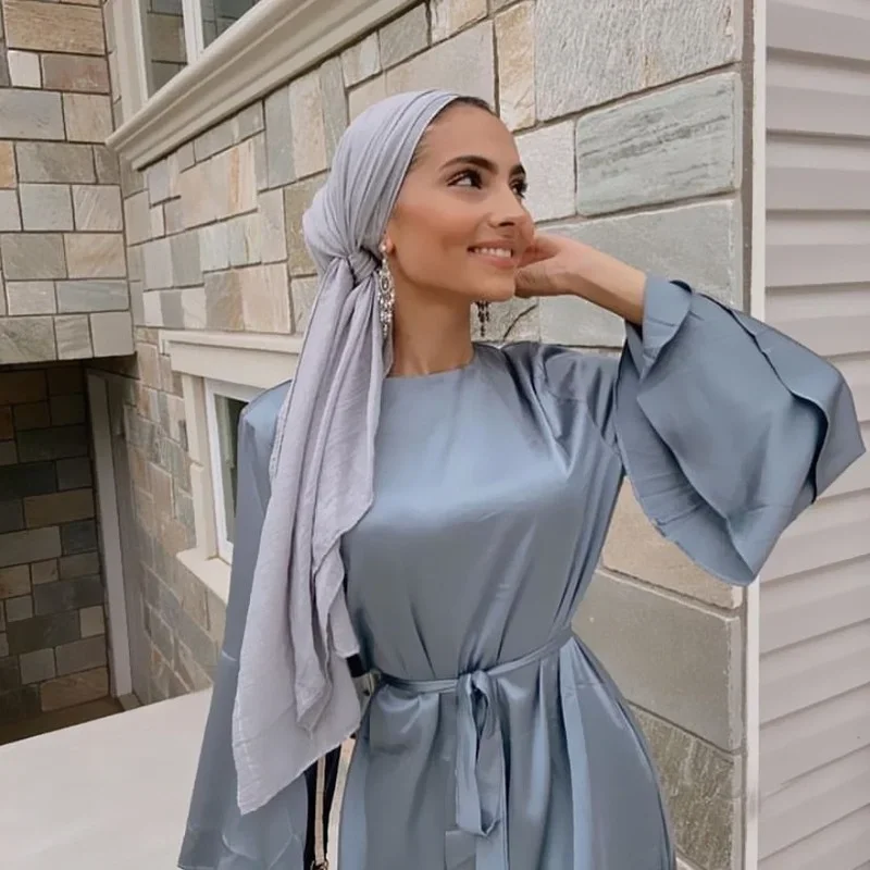 

2025 New Ramadan Abaya Femme Islam Abayat Abayas for Women Dubai Turkey Muslim Kaftan Solid Color Eid Long Dress Modal Cotton