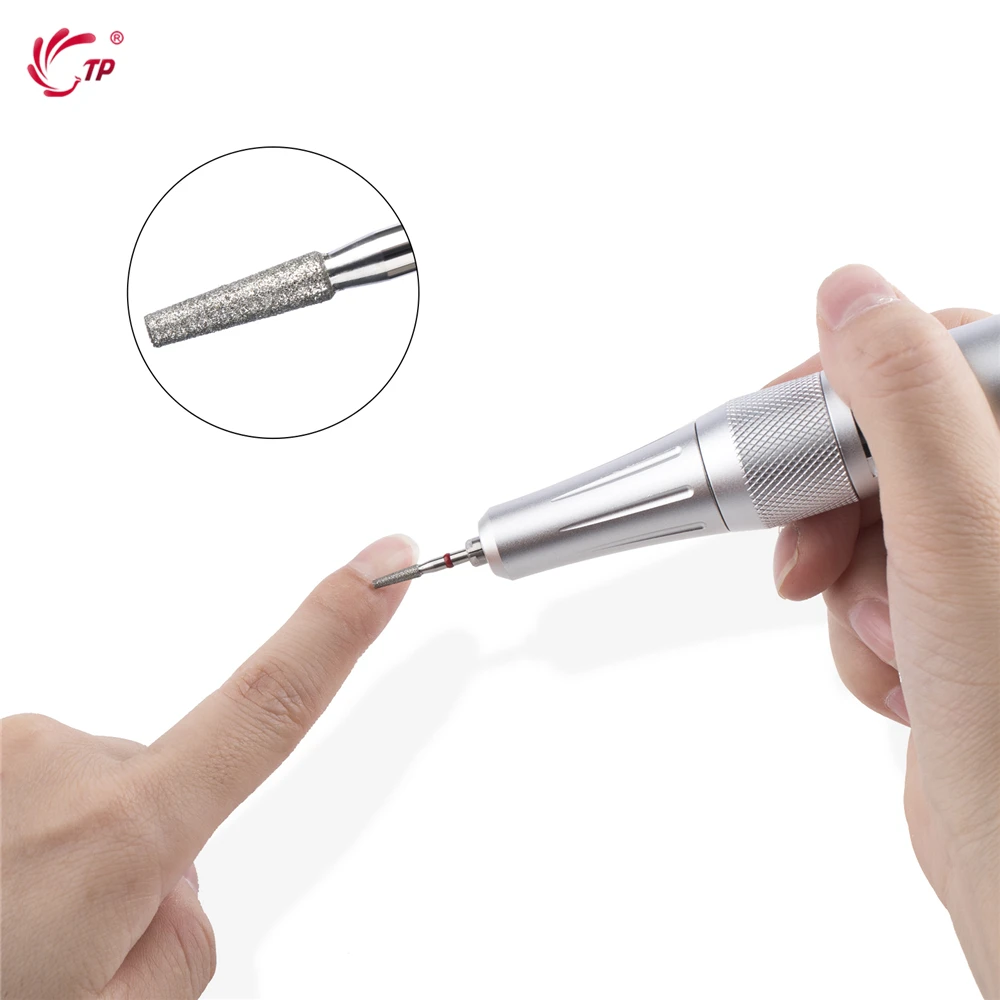 TP 2Pcs Column Russian Cuticle Bit Diamond Burr Nail Drill Bits Rotary Electric Manicure Drill Nails Accessories Tools