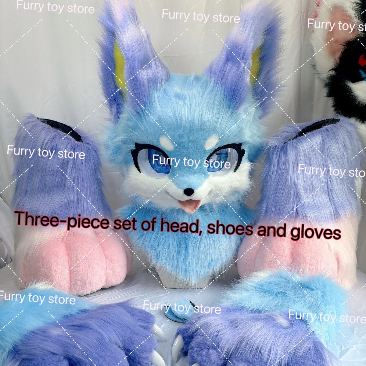 Fursuit Head Shoes Claws Tail Four-Piece Set Cute Furry Cosplay Dog Wolf Head Costumes Customized Fursona Head Comiket Furries