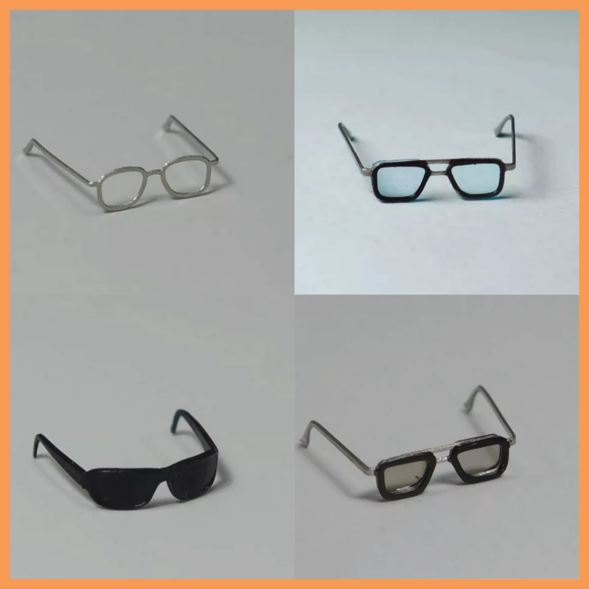 Handgemachte 1/12 klassische Metallbrille schwarze Sonnenbrille Pistolenzubehör Mini schwarze Plattform für 6 Zoll Actionfiguren Körpermodell