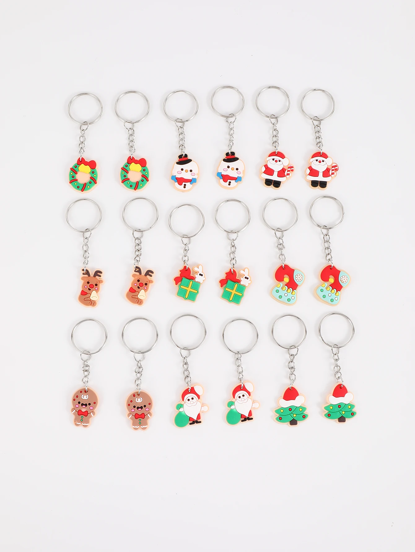

18pcs PVC Cartoon Christmas Key chain decorative key ring for party gifts Christmas supplies back to school gifts