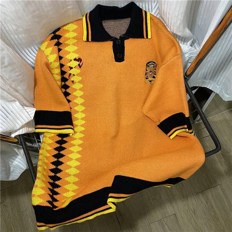 Daily Street House Of Errors Half-sleeve Sweater Men Women Casual High Quality Knit HOUSE OF ERROR Polo Neck Sweater