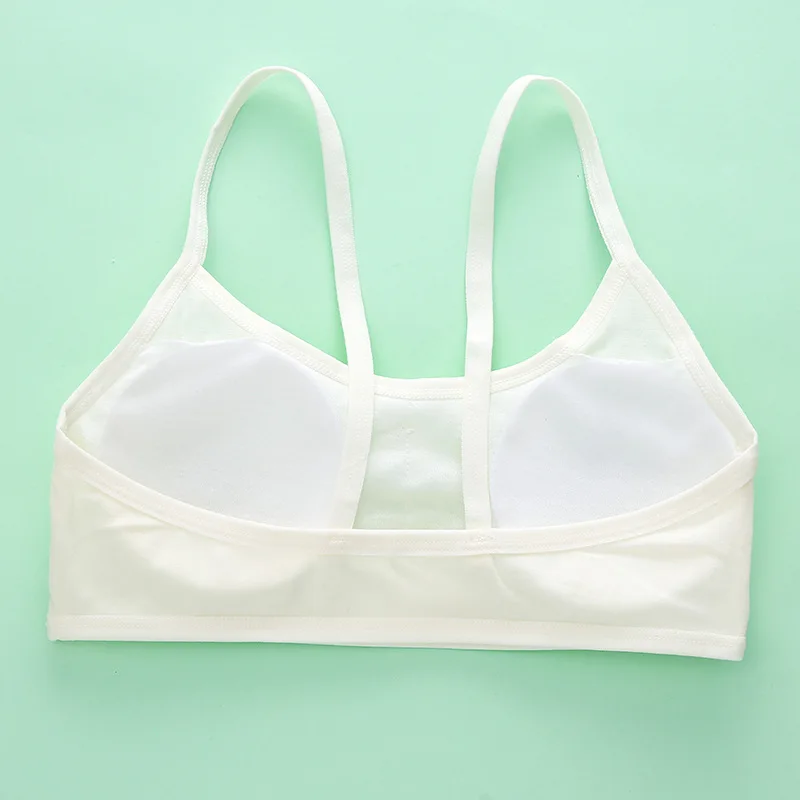 3pcs Cotton Thin Girl Solid Color Bow Bra Developmental Vest Middle High School Students Comfortable Versatile Puberty Underwear