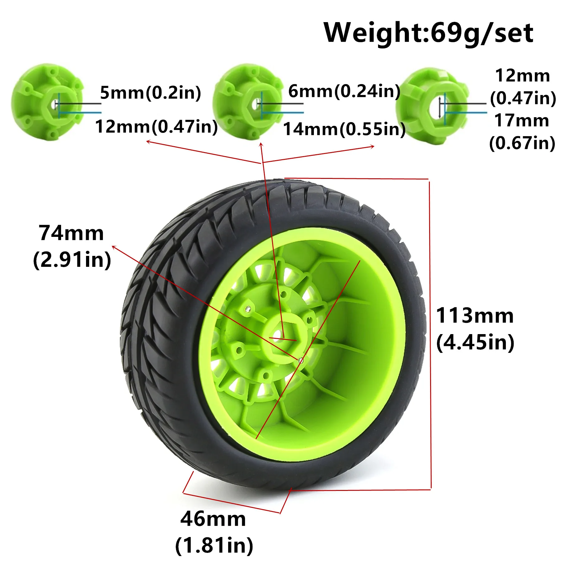 1/10 1/8 RC Truck Tires And Wheels 12mm 14mm 17mm Hex OD 4.45" For 1:8 1:10 Scale Truck On Road Car Arrma Senton 3S Axial Losi - view 6