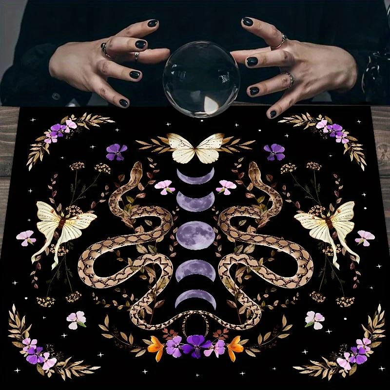 

VIKAMA Tarot Reading Cloth Occult Witchcraft Altar Decorations With Moths Flowers Butterflies Design Home Decor