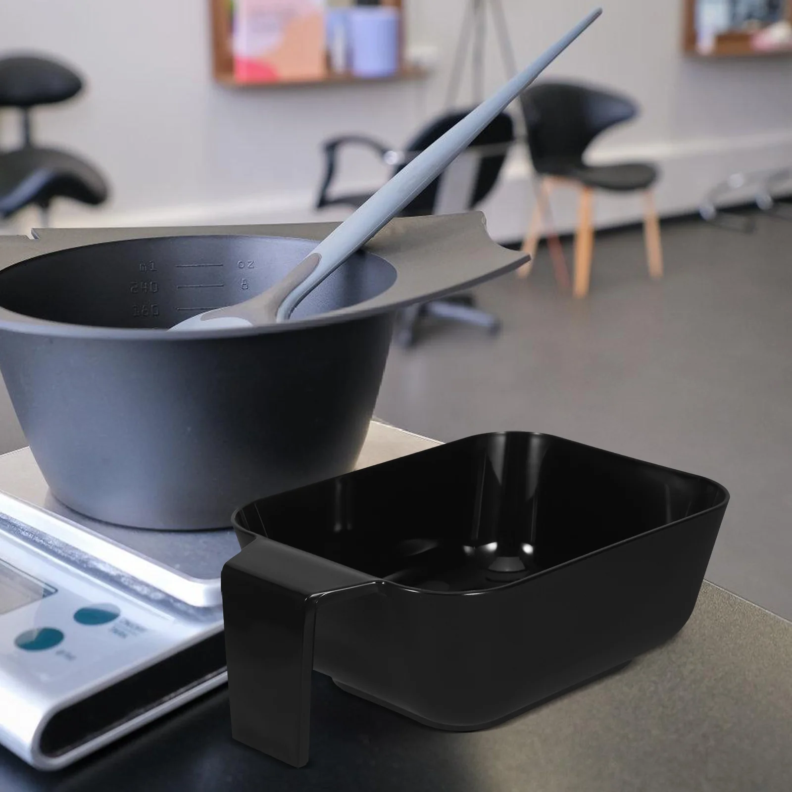 وعاء صبغ الشعر البلاستيكي باللون الأسود سهل التثبيت أداة خلط التلوين للاستخدام المنزلي في الصالون وعاء صبغ الشعر الاحترافي القابل للغسل وإعادة الاستخدام #3