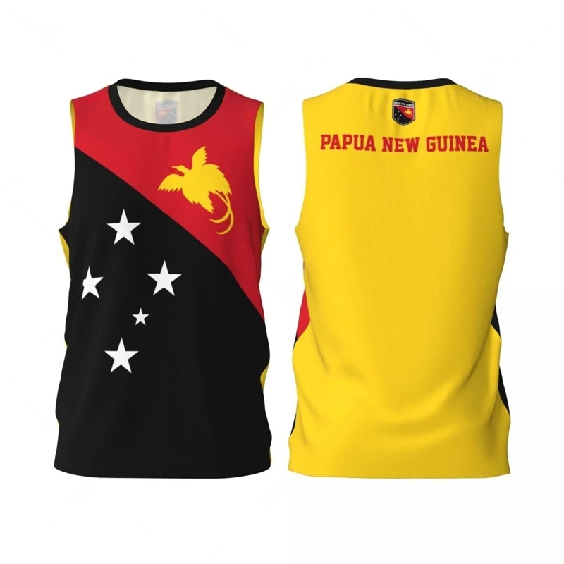 Papua New Guinea Flag Basketball Tank Tops Summer Fashion National Emblem 3D Printed Sleeveless T Shirts Loose Quick Dry Vest