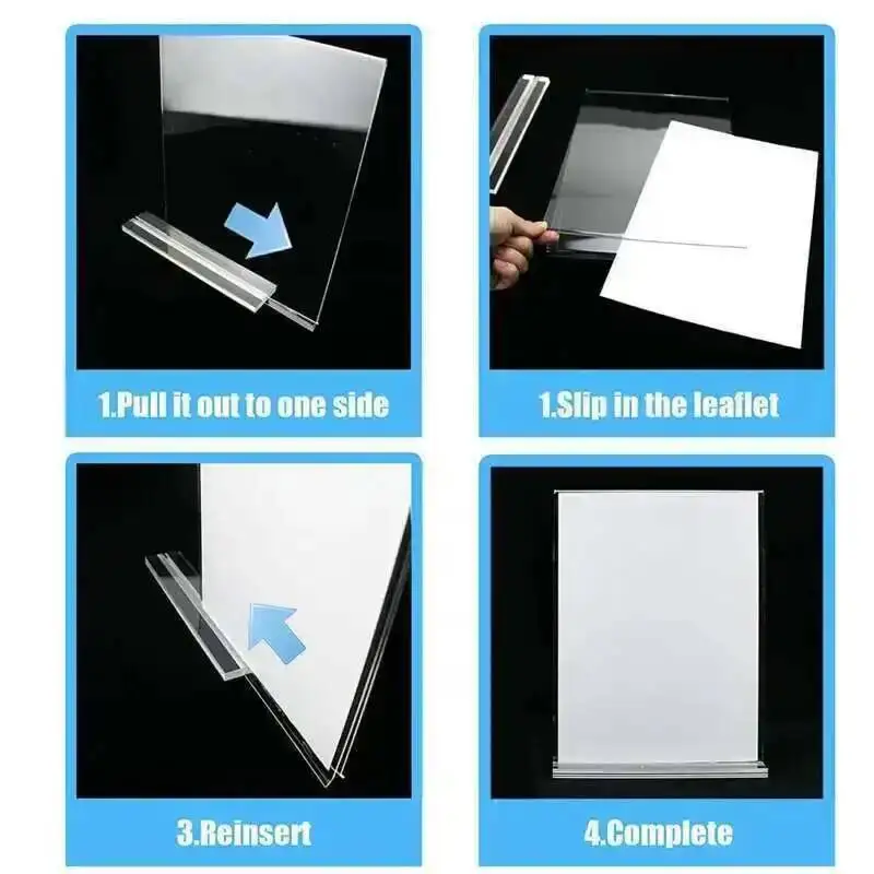 2PC 8.5 X 11 Inches A4 Double-Sided Acrylic Sign Holder Clear Restaurant Desktop Table Menu Paper Holder Display Stand 210x297mm