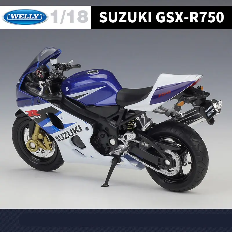 Welly 1:18 SUZUKI GSX-R750 Alloy Sports Motorcycle Model Simulation Diecasts Metal Street Racing Motorcycle Model Kids Toys Gift