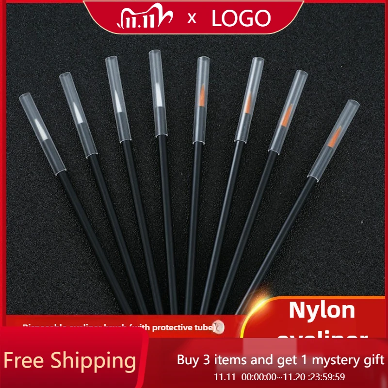

50Pcs Nail Art Liner Brushes with Protective Tube Nylon Eyeliner Brushes with Fine Bristles and Firm Tip Suitable for All Users