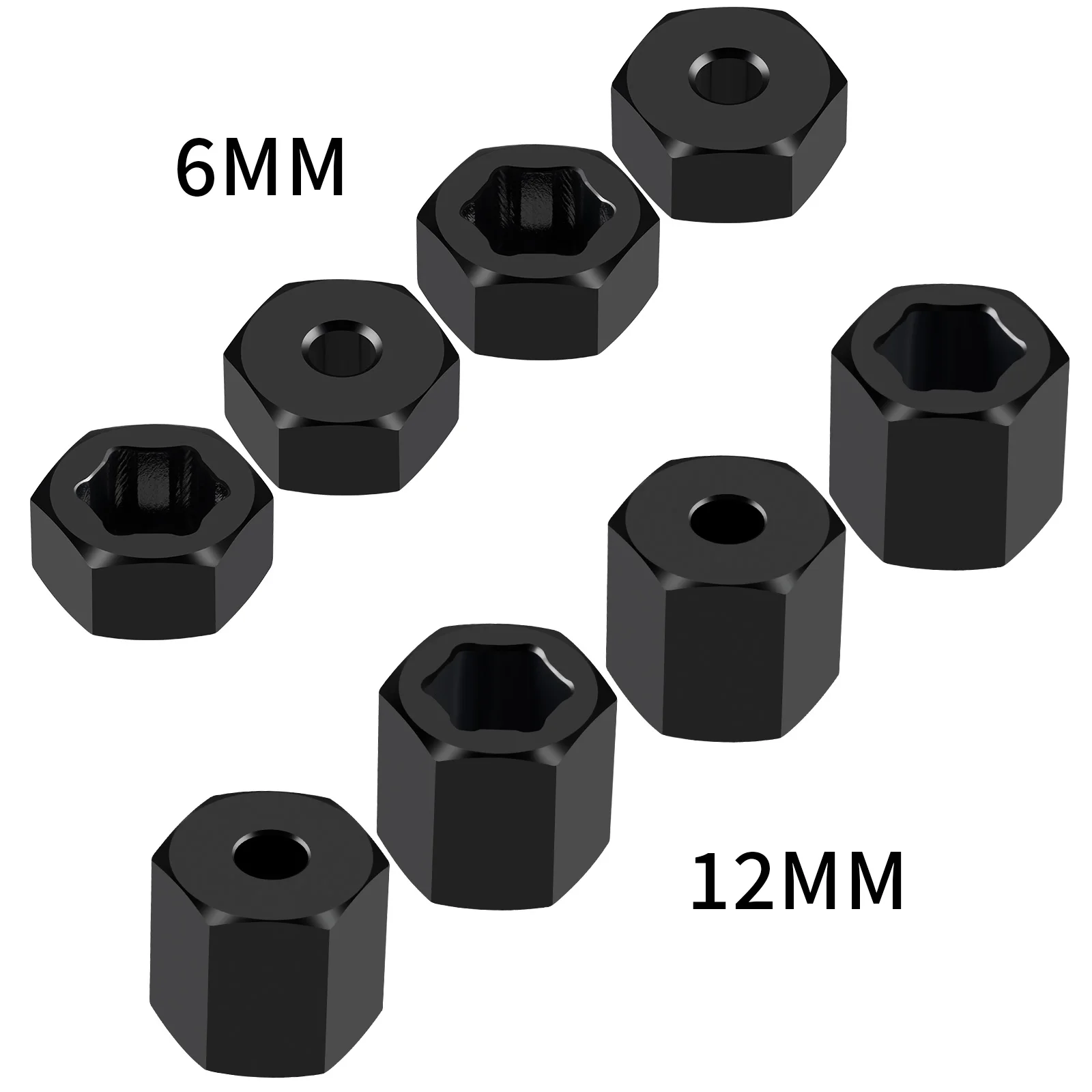 AXSPEED 4Pcs Aluminum 7mm to 12mm Wheel Hex Hub Adapters Conversion for 1/16 RC Truck Buggy Car Upgrade Parts
