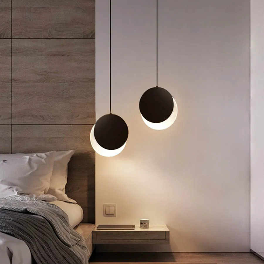 

Thrisdar Moon Eclipse Bedroom Bedside LED Pendant Light Nordic Iron Restaurant bar Cafe Counter Shop Pendant Lamp