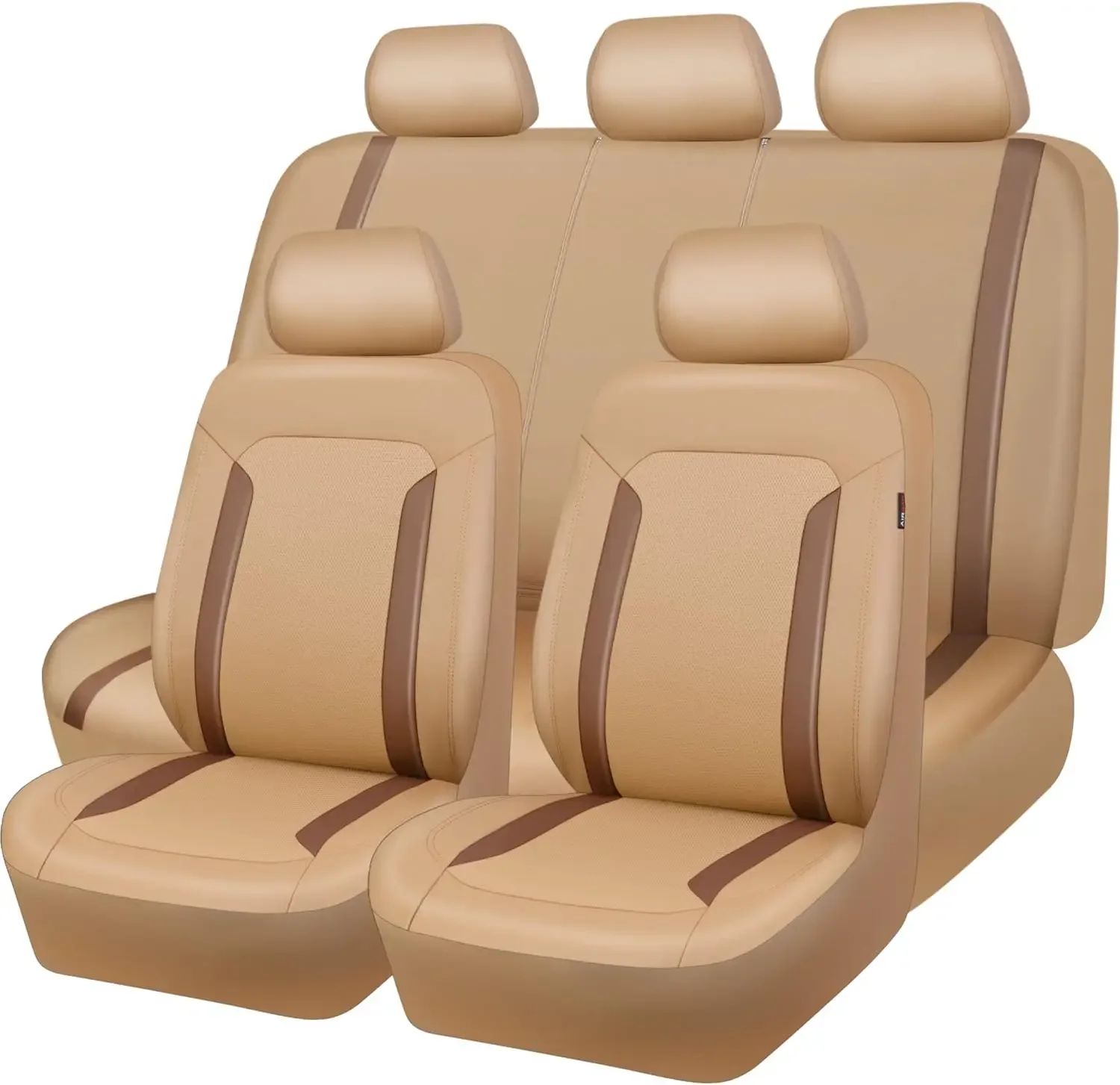 

CAR PASS Бежевые кожаные чехлы на автомобильные сиденья Полный комплект, роскошные чехлы на сиденья из искусственной кожи для автомобиля, водонепроницаемая бежевая защита для автомобильных сидений, противоскользящая