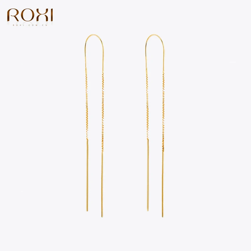 ROXI Long Chains Stud Earrings For Women Tassel Chain  925 Sterling Silver Earrings Jewelry Pendientes Plata 925 Silver Earings