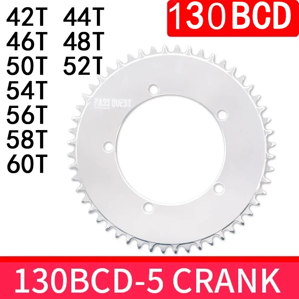 PASS QUEST 130BCD chainring silver Five Claws Closed Disc 42/44/46/48/50/52/54/56/58/60T for SRAM 3550  APEX  RED