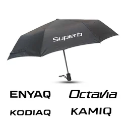 Car Emblem Umbrella For Skoda Citigo Enyaq Kodiaq Karoq Octavia VRS Rapid Yeti Fabia Kamiq Car Fully Automatic Folding Umbrella