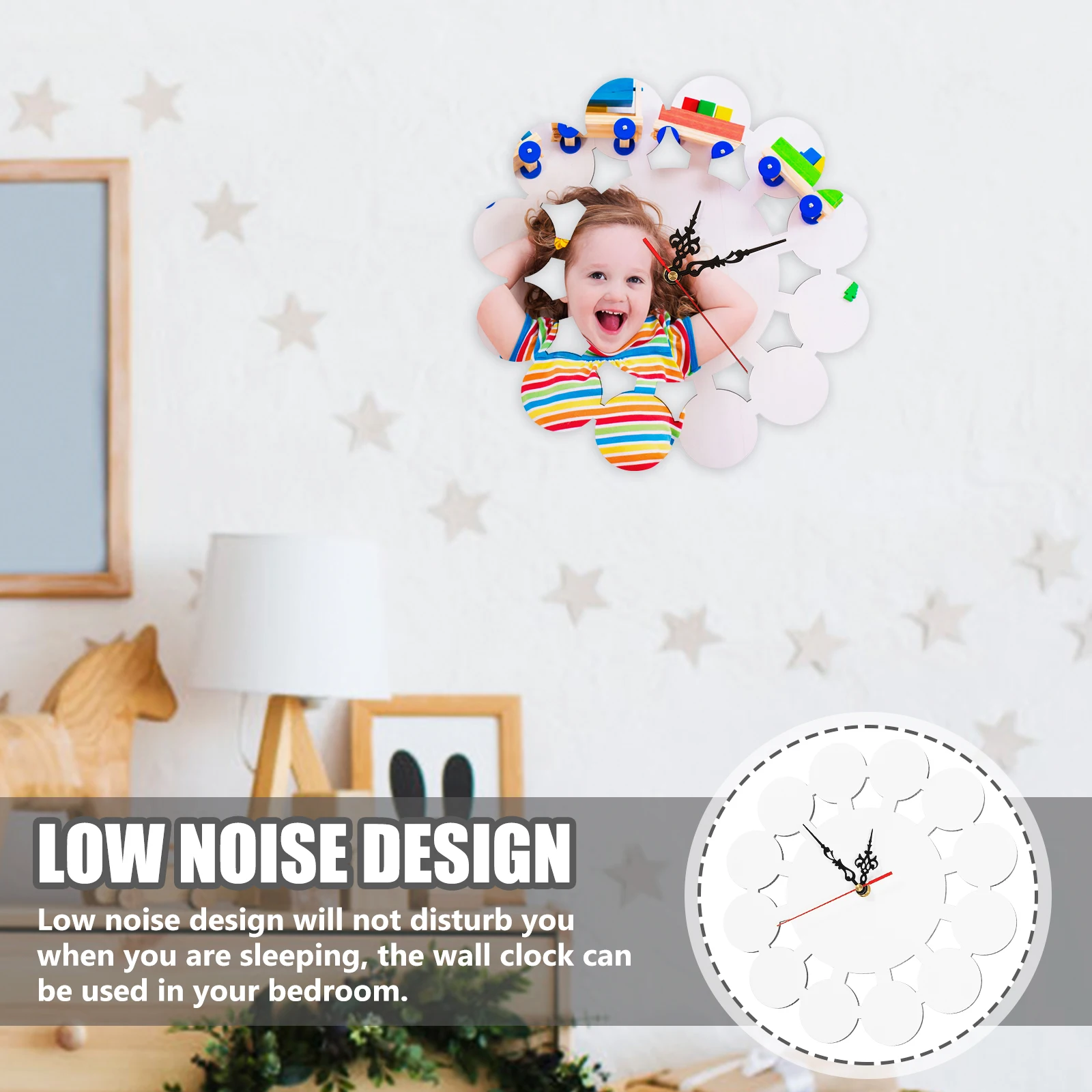 

Retro Clock DIY Blank Hanging Heat Decor Low Noise Bedroom Living Room Sublimation Clock Puzzle