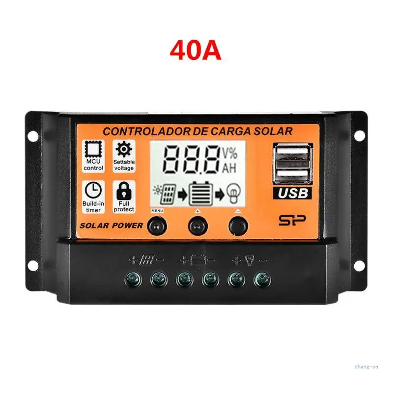 M5TD Auto Solar Controller 12V 24V PWM Controllers LCD Dual USB 5V Output Solar Cell Panel Regulator Battery