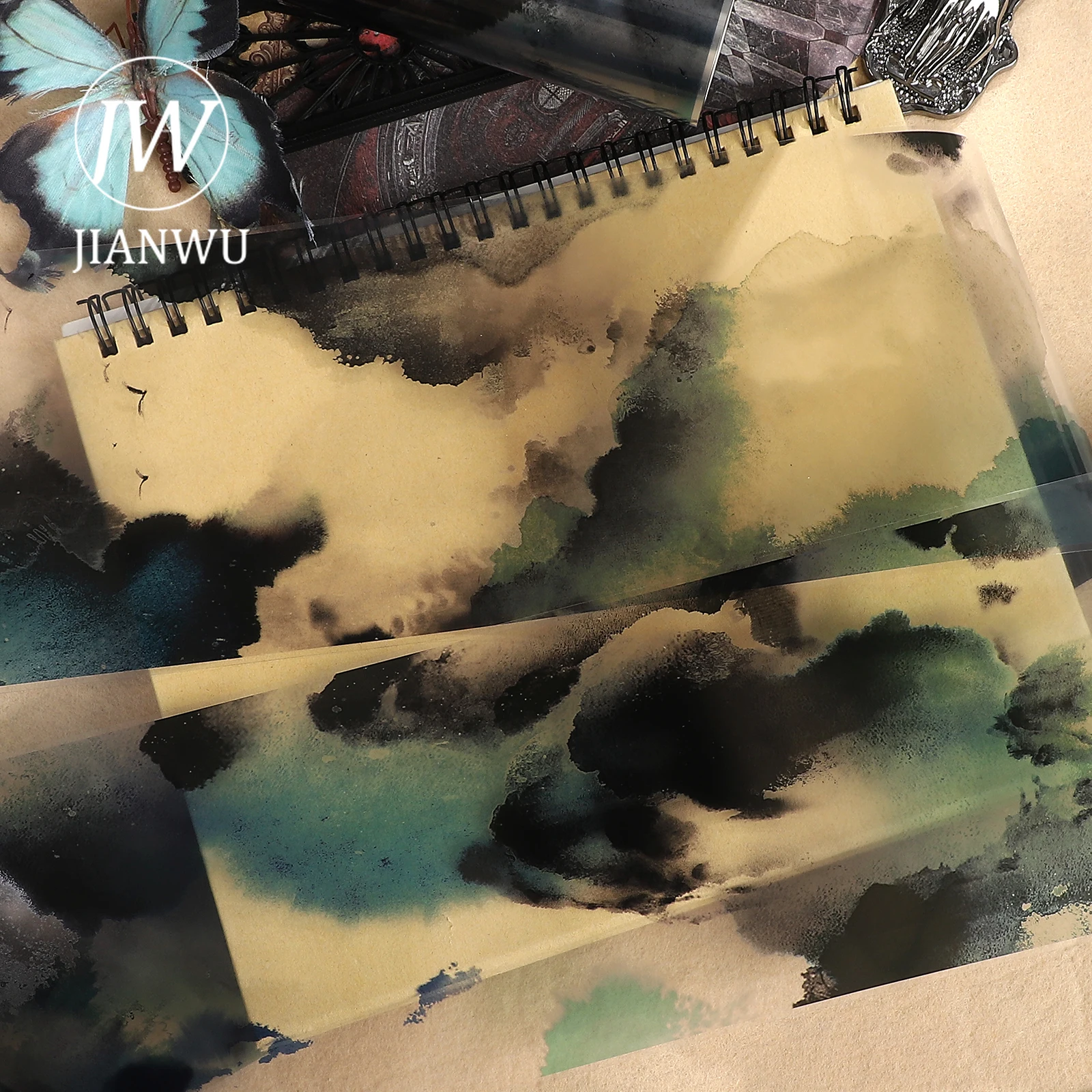jianwu-103mm-6m-vintage-splashing-ink-into-painting-smudge-landscape-material-collage-pet-tape-creative-diy-journal-stationery