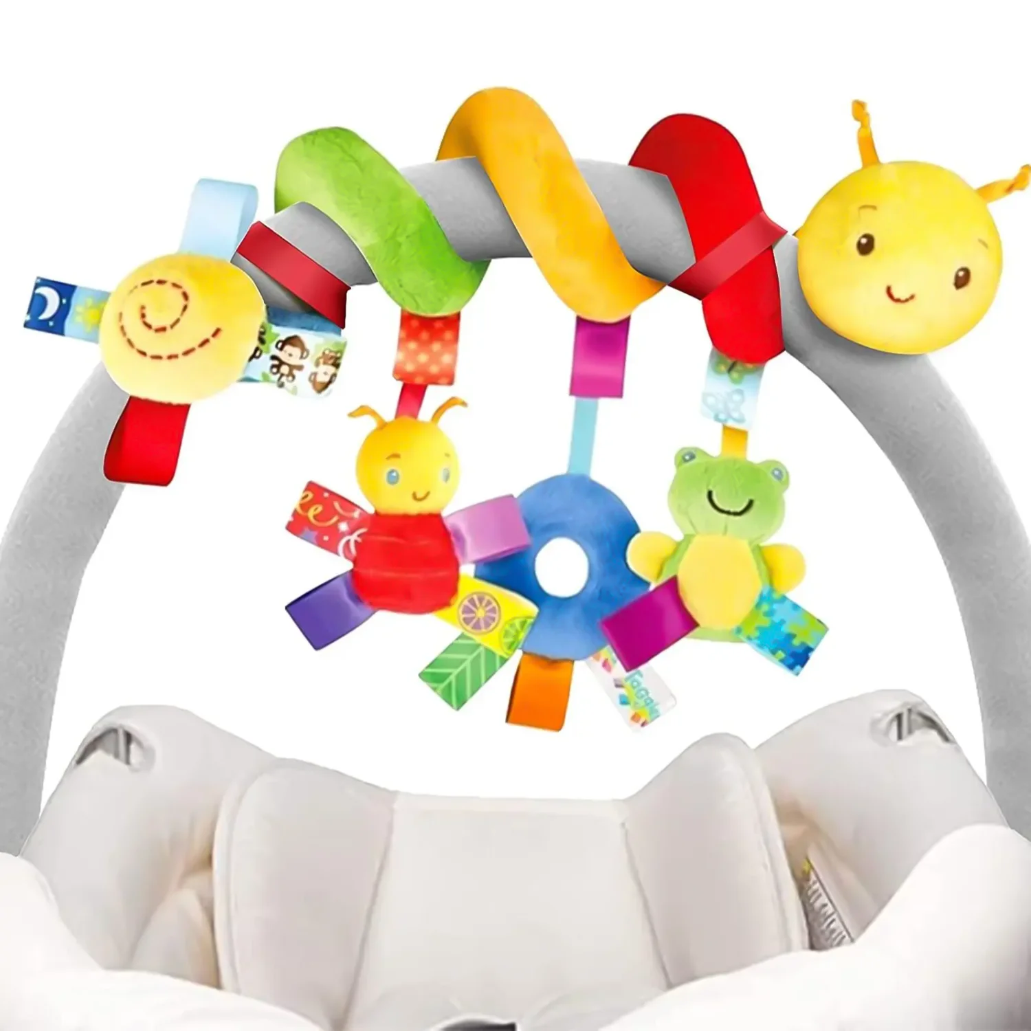 8 Baby Car Seat Toys Cute Caterpillar Spiral Plush Toys Baby Stroller Toys Hanging Rattles Crib Activity Toys Baby Gifts