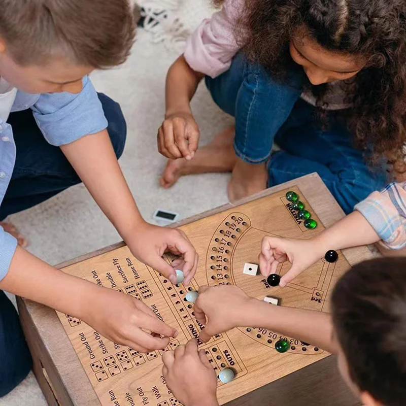 Baseball Dice Board Game Handmade Wooden Baseball Dice Board Game Interactive Double Game Table Game Baseball Dice Brain Game