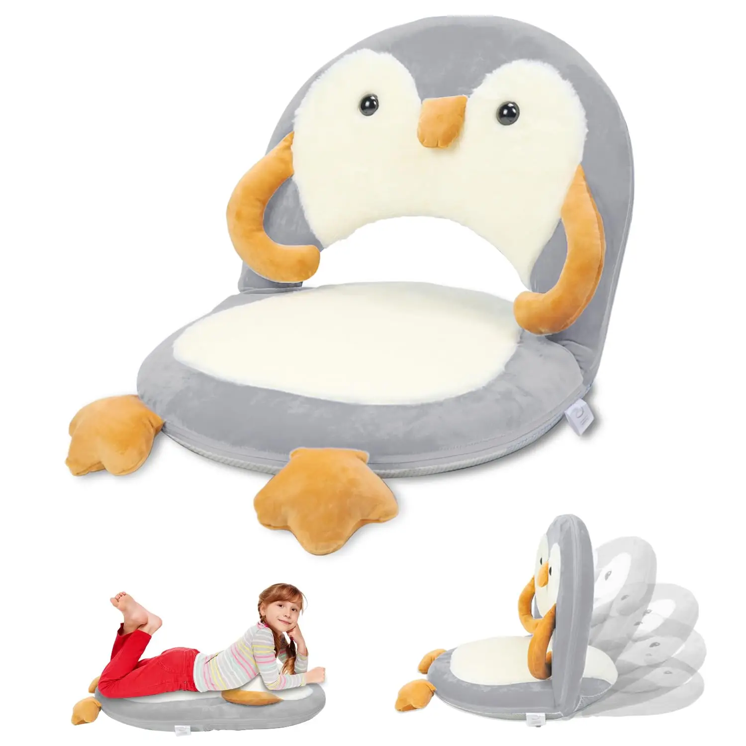 

Детское напольное кресло с поддержкой спины, регулируемое, для чтения, игр, йоги, серое, идеально подходит для дошкольников