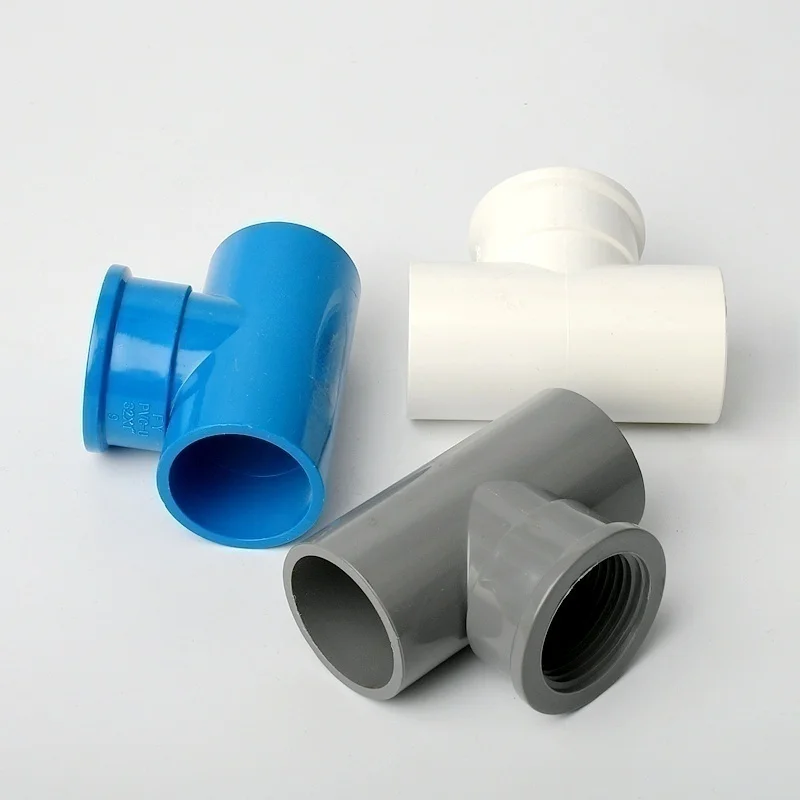 1PC 1/2'' 3/4'' 1'' Female Thread PVC Tee Connector Irrigation Aquarium Water Tube Fittings Water Supply System Reducing Adapter