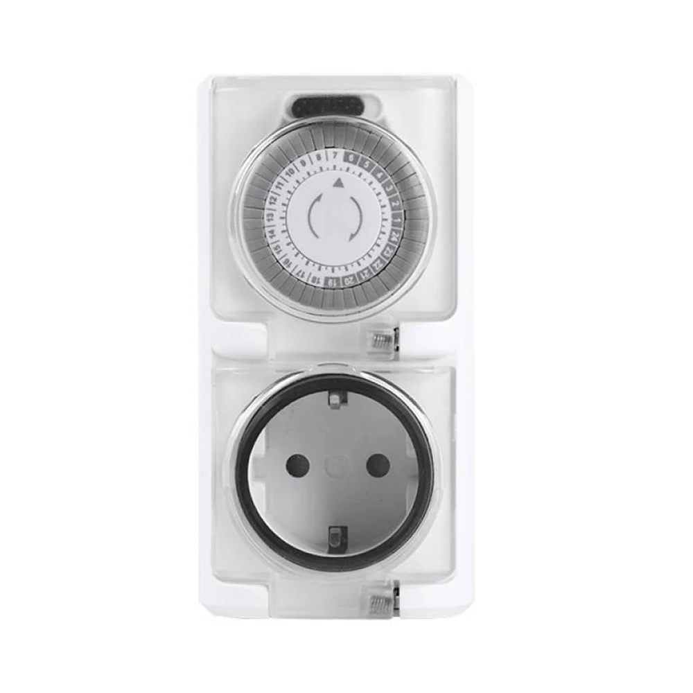 Механическая розетка с таймером, 24-часовой цикл, автоматический переключатель, электрическая розетка, поддержка 16A, 3680 Вт, мощный IP44, водонепроницаемый таймер