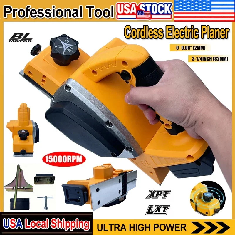

Fit Dewalt Brushless Electric Planer 15000RPM Cordless Handheld Power Planer Carpenter Home DIY for Dewalt 18V Battery