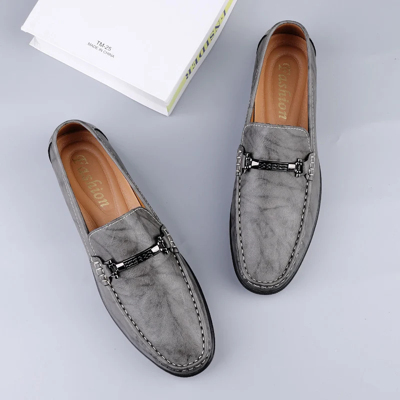 Men Genuine Leather Casual Shoes Fashion Comfortable Tods Luxury Brand Mens Loafers Moccasins Slip On Black Driving Shoes