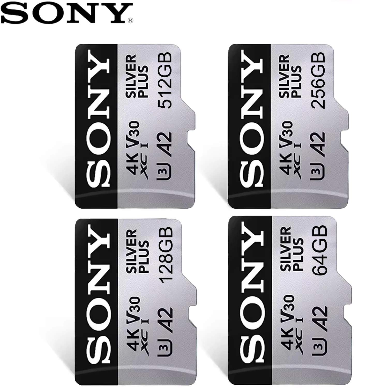 Tarjeta Micro SD SONY de Alta Velocidad V30 A2 4K, 1024GB 512GB 256GB 128GB, Tarjeta de Memoria Extrema con Adaptador SD para Uso Compartido con Teléfonos Inteligentes