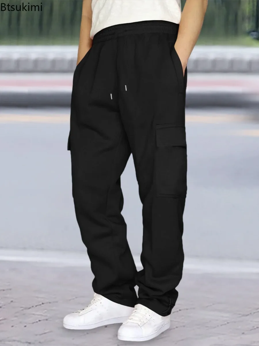 2025 Autumn Men's Casual Sports Pants Straight Multiple Pockets Long Baggy Trousers for Men Joggers Cargo Pants Men Streetwear