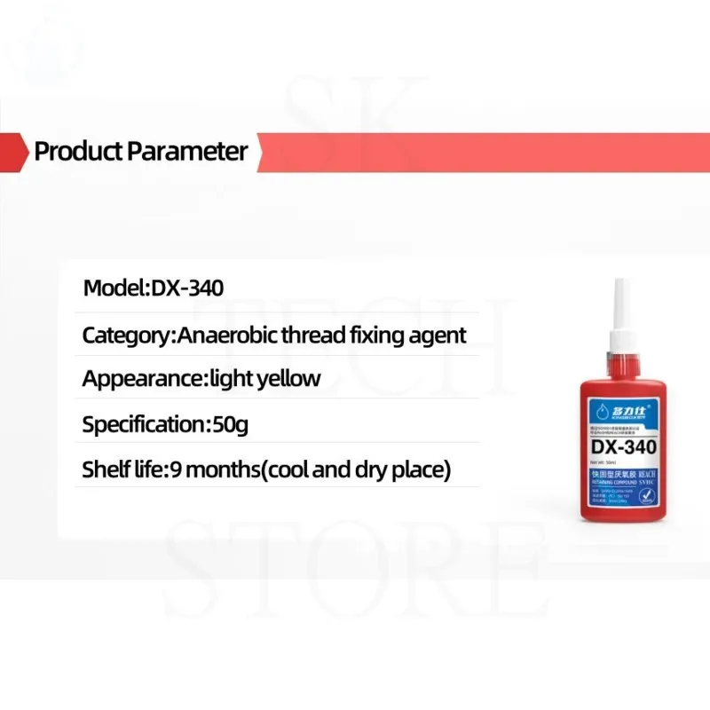 50ml Anaerobic Screw Strong Anti-slip Fastening Thread Locker High And Low Strength High-Temperature-Resistant Light Yellow