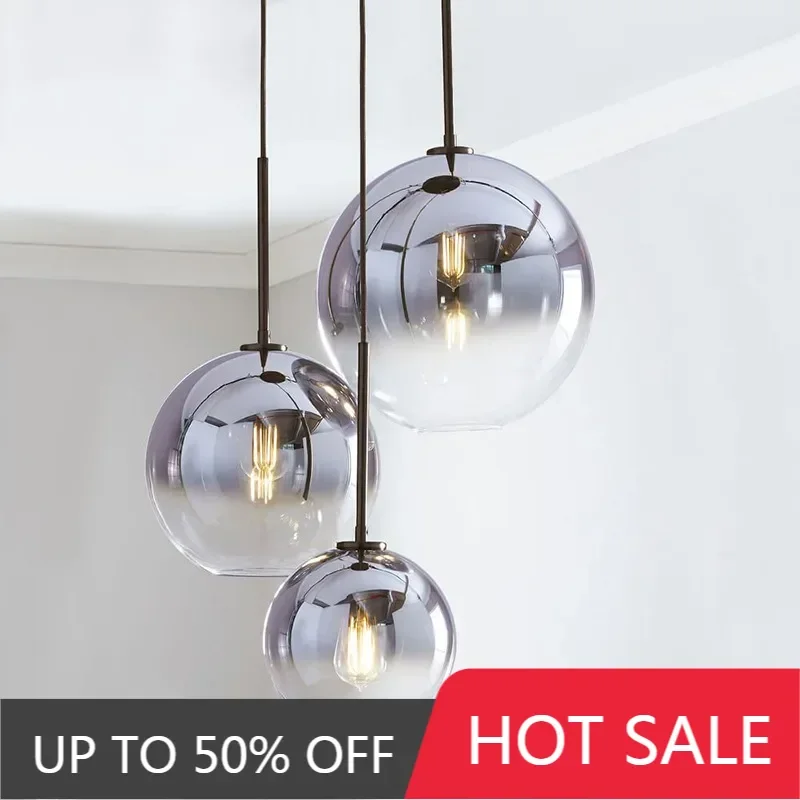 Modern Led Pendant Light Hanging Lighting Living Bedroom Bedside Restaurant Kitchen Cafe Bar Decoration Nordic Glass Ball Lamp