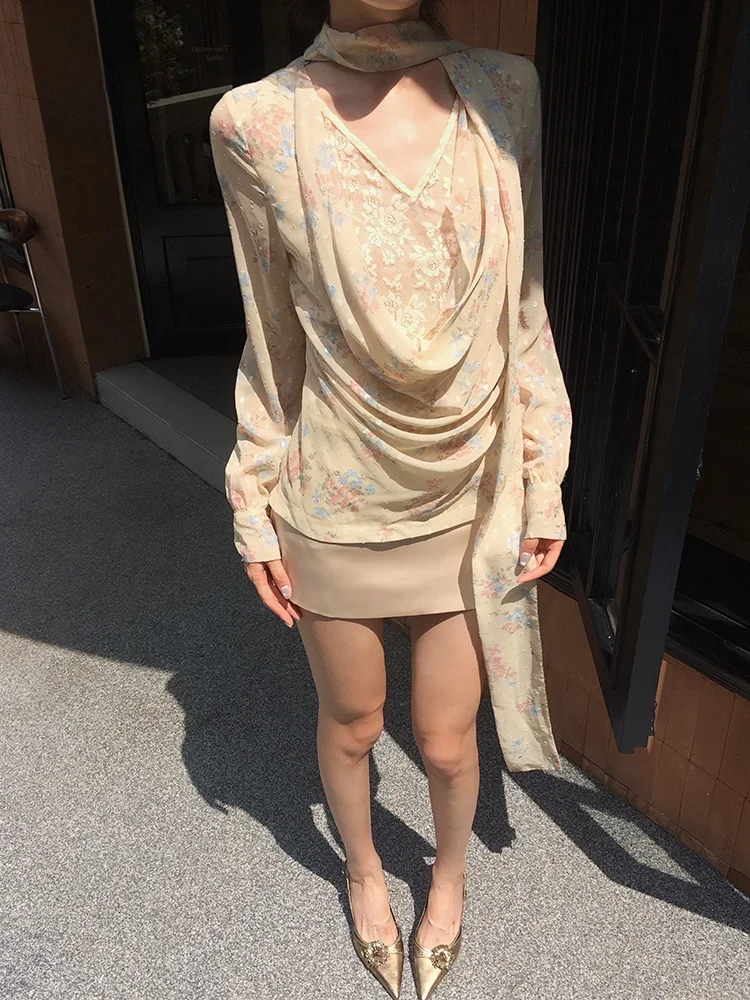 

Taichi Kim, новый китайский кружевной топ с цветочным принтом, длинный све, цельный топ с искусственным дизайном Sa, удобная мягкая ткань