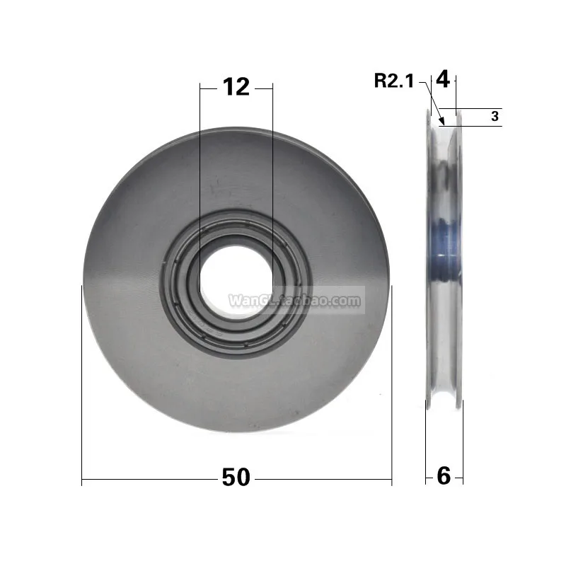 1Pc 12 * 50 * 6 round belt S6901 idler passive guide pulley screw stainless steel bearing